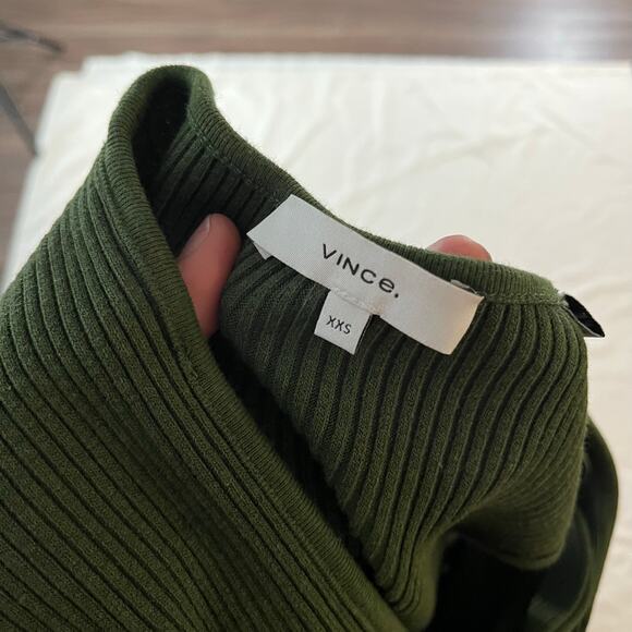 Vince Green Off Shoulder Twist Front Knit Midi Dress Wmns XXS Preppy Event - Picture 6 of 8